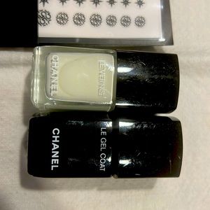 Nail polish. Chanel white nail polish, gel coat and nail stickers. Brand new.